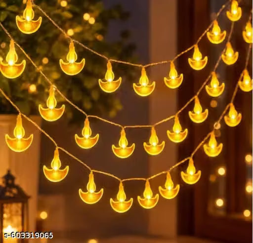 Crystal Diya LED String Lights – 3 Meters, 14 Warm White LEDs