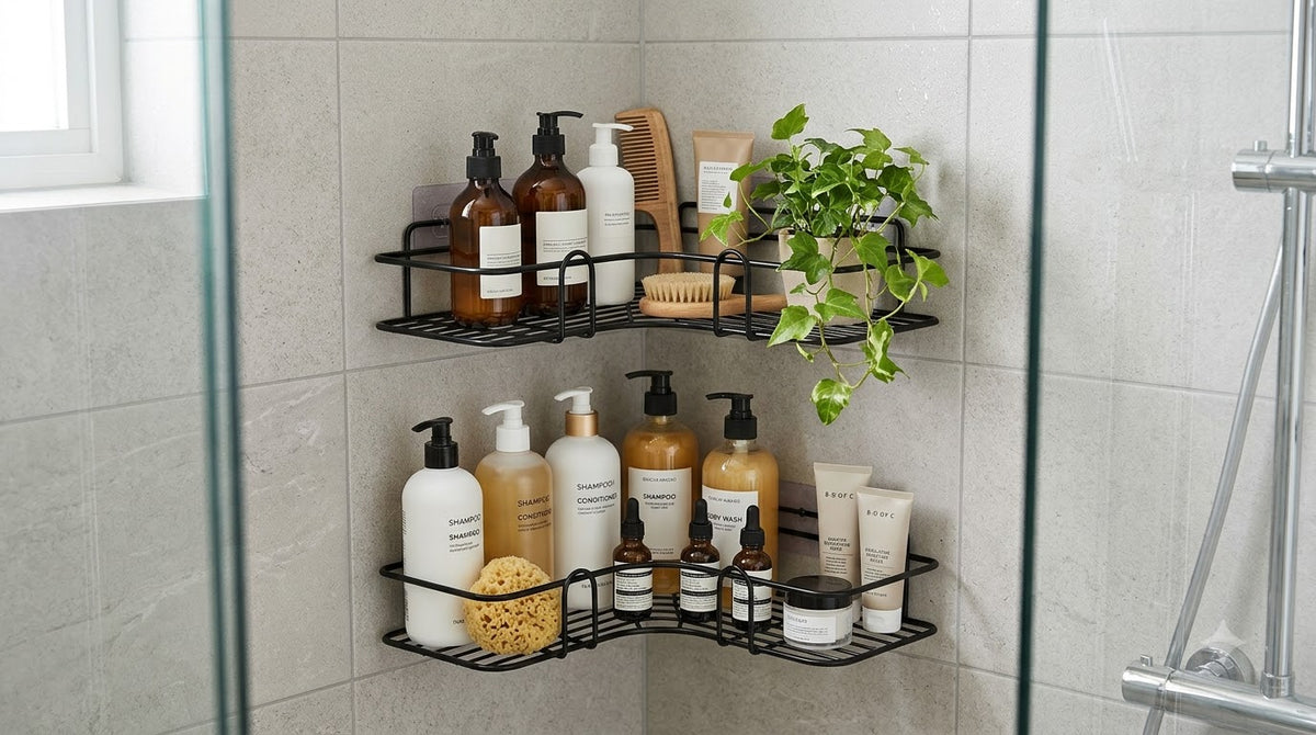 Wall-Mounted Self-Adhesive Corner Storage Organizer (Pack of 2)