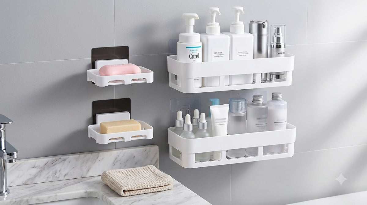4-Piece Wall-Mounted Bathroom & Kitchen Storage Shelf Set