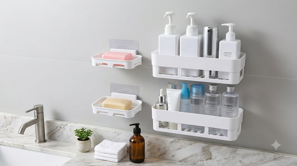 4-Piece Wall-Mounted Bathroom & Kitchen Storage Shelf Set