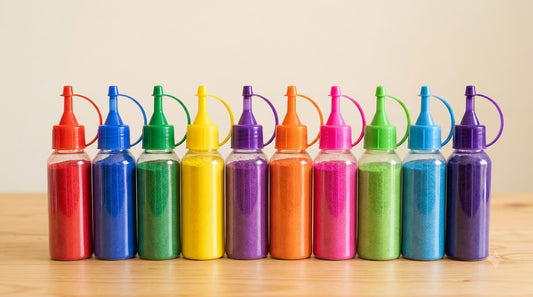 Pack of 10 Squeeze Bottles with Rangoli Powder (Precision Art Kit)