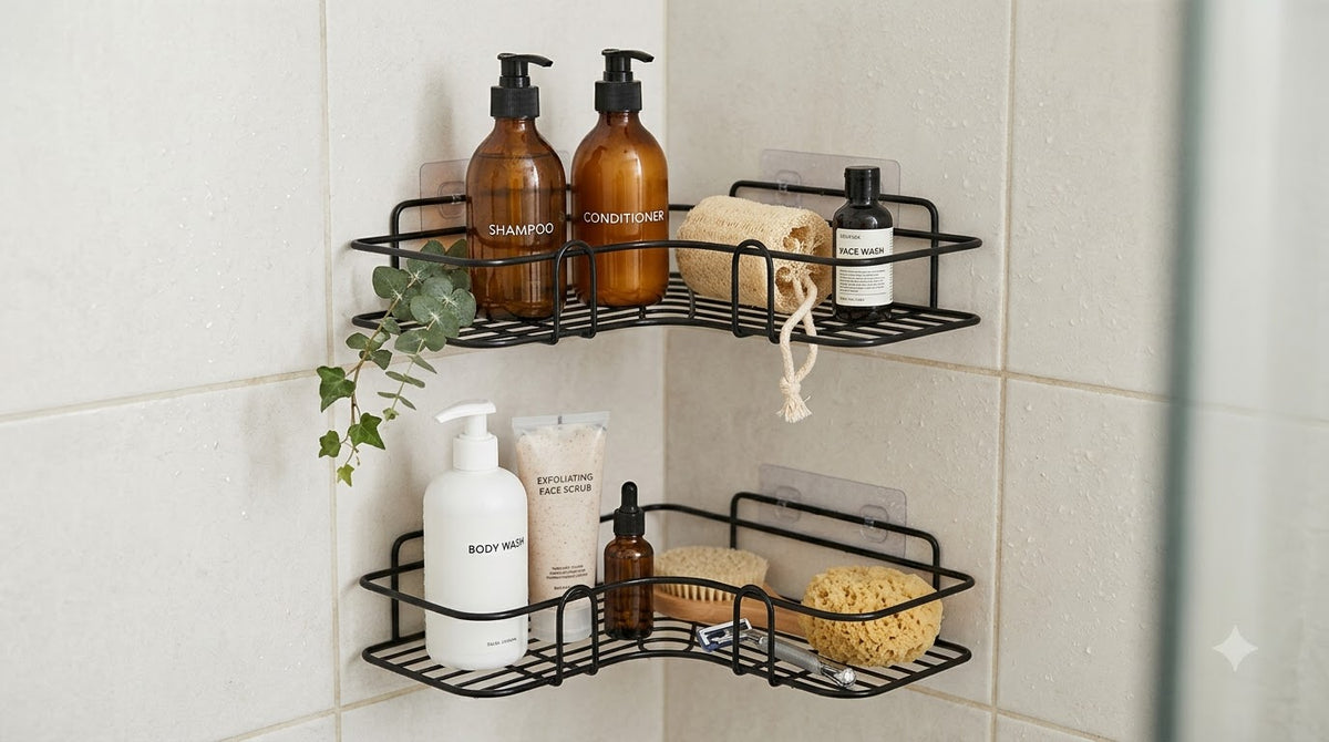 Wall-Mounted Self-Adhesive Corner Storage Organizer (Pack of 2)