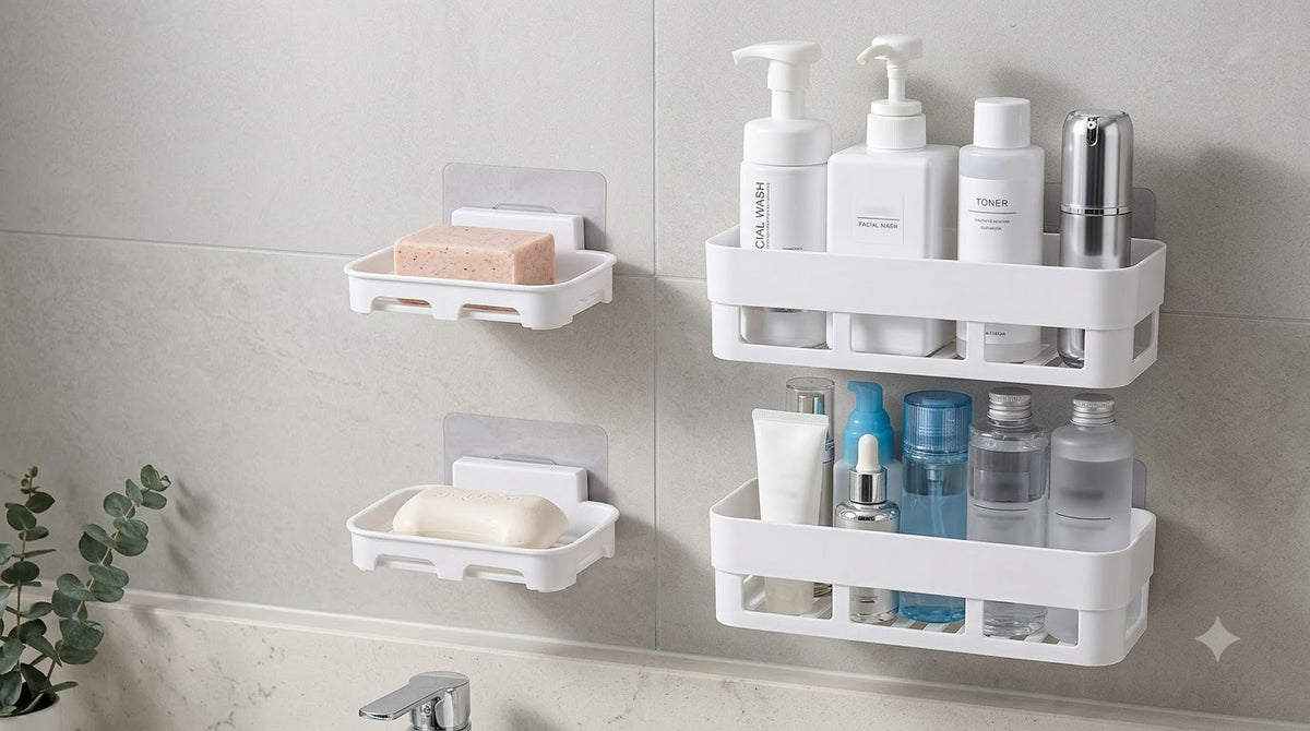 4-Piece Wall-Mounted Bathroom & Kitchen Storage Shelf Set