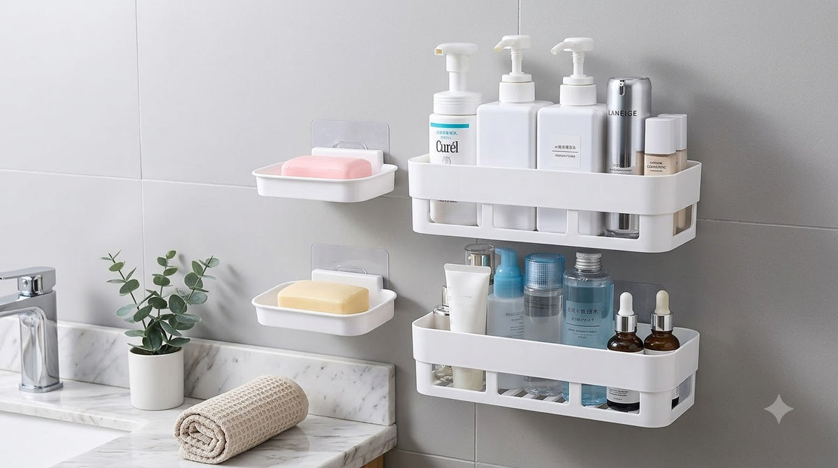 4-Piece Wall-Mounted Bathroom & Kitchen Storage Shelf Set